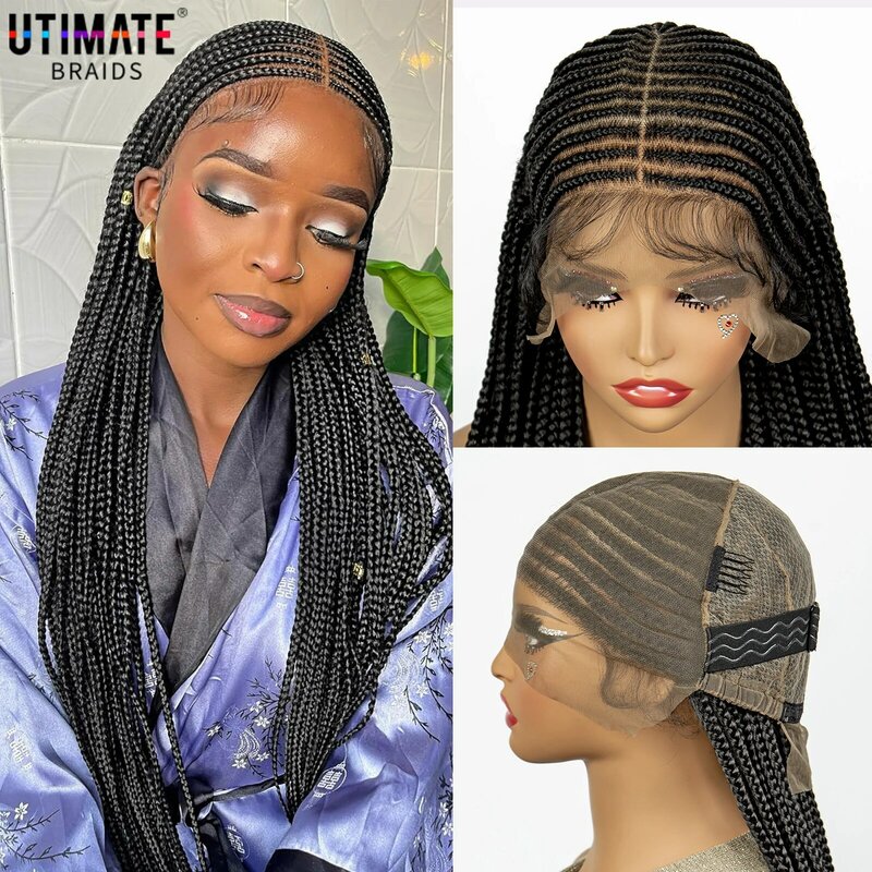 Synthetic Cornrow Braided Wigs for Women 36 Inches Full Lace Twist Braiding Wig with Baby Hair Knotless Box Braided Wigs