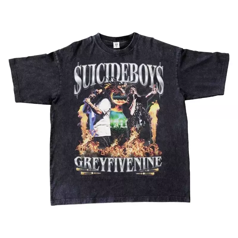 $ Uicideboy $-cinza dia tour merch t-shirt, estilo hip hop rap vintage