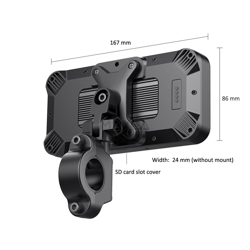 Maxca ระบบนำทางอัตโนมัติระบบแอนดรอยด์ไร้สายสำหรับรถจักรยานยนต์ M6 DVR อุปกรณ์เสริมกล้อง1080P HD แบบคู่