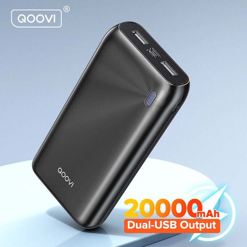 QOOVI-Batería Externa de 20000mAh, cargador portátil ultrafino para iPhone 15, Xiaomi, Samsung y Huawei