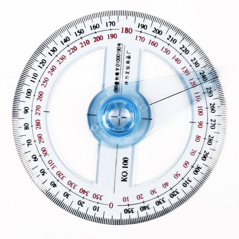 2PC/lot Hot Sale Circular 10cm Plastic 360 Degree Pointer Protractor Rulers Angle Finder for Student Stationery Gift Protractor