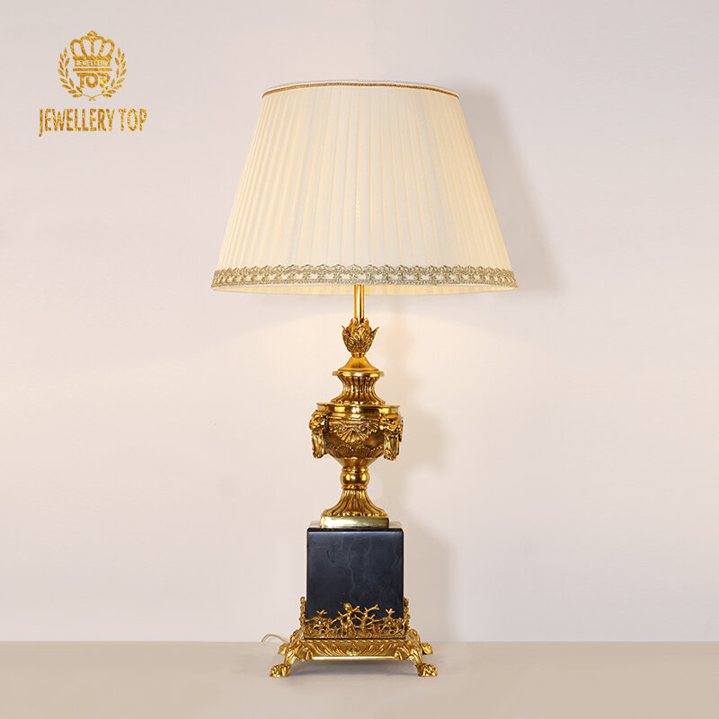 Jewellerytop home deco 2021 european style table lamps luxury bedside table light retro gold brass lamps