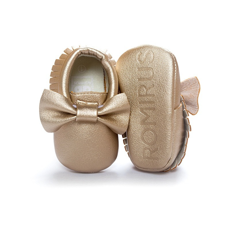 Chaussures de bébé nouveau-né garçon fille premier marcheur PU semelle Sofe princesse nœud papillon frange bébé berceau chaussures mocassins décontractés