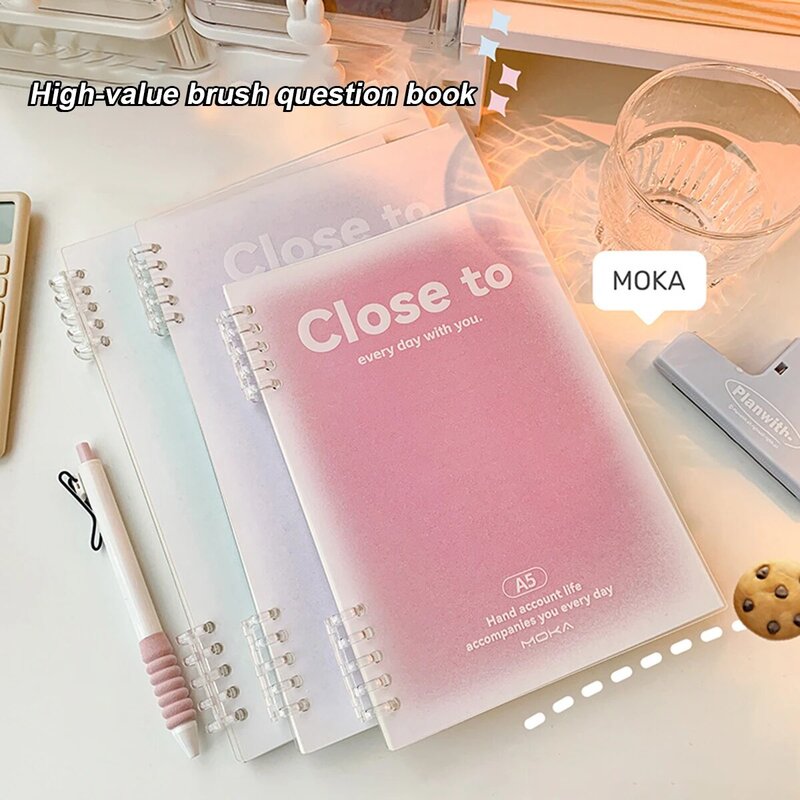 A5/B5 Notebook Binder longgar daun 60 lembar garis dengan hadiah Kawaii Korea alat tulis perlengkapan sekolah bantalan catatan siswa menulis