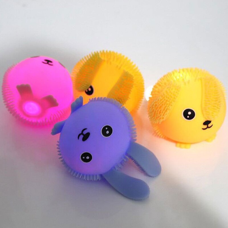 2Pcs Cute Long Ears Flashing Bunny Toys Adults Kids Luminous Stress Relief Squishy Balls Cartoon Rabbit Sensory Fidgets Toy