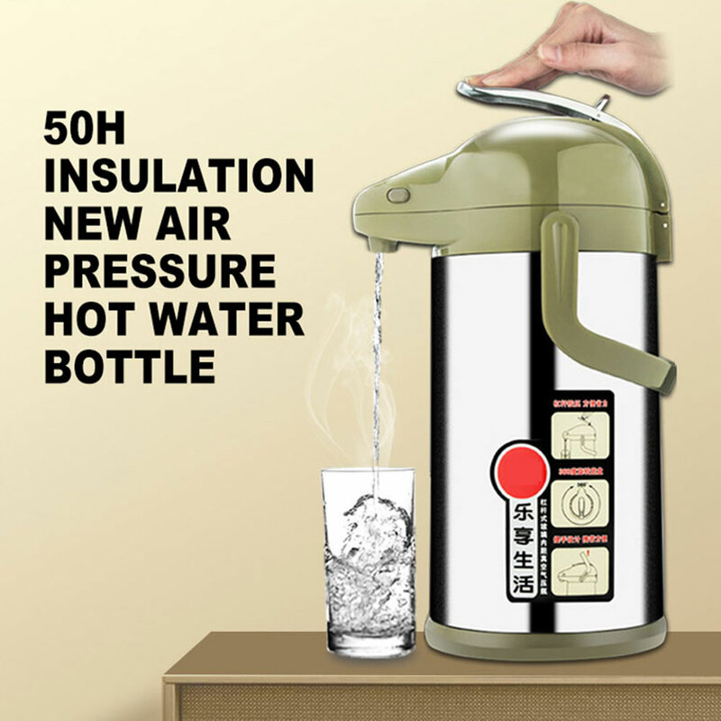 3L غلاية ضغط الهواء زجاجة تُرمُس زجاجة الماء المغلي المنزلية الزجاج بطانة الصحافة وعاء دافئ ترمس سعة كبيرة