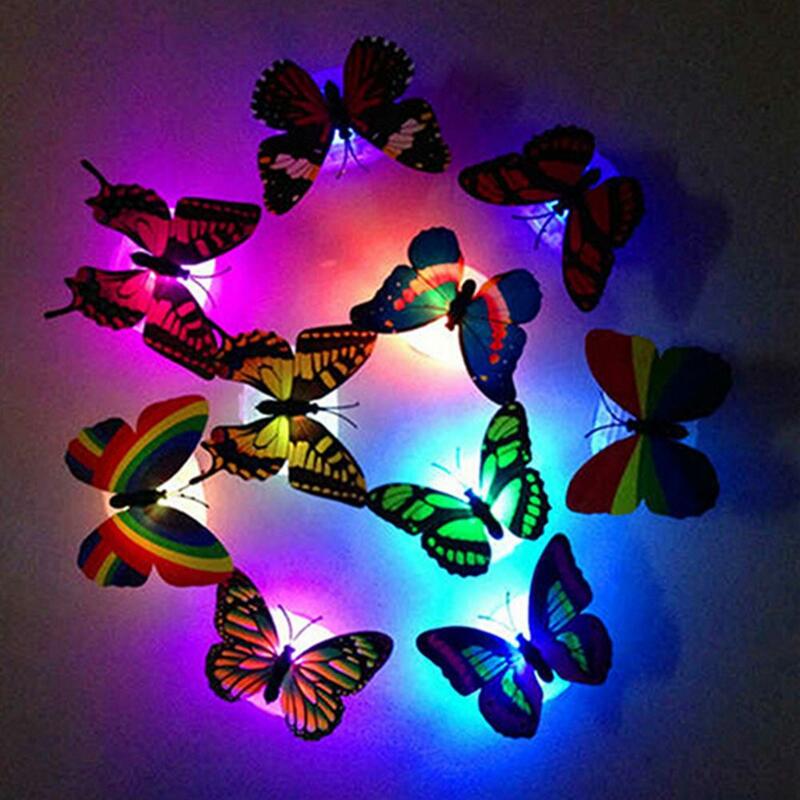 Luz de noche de mariposa LED 3D, pegatinas de pared, lámparas autoadhesivas, luz de noche de mariposa que cambia de Color, decoración de pared