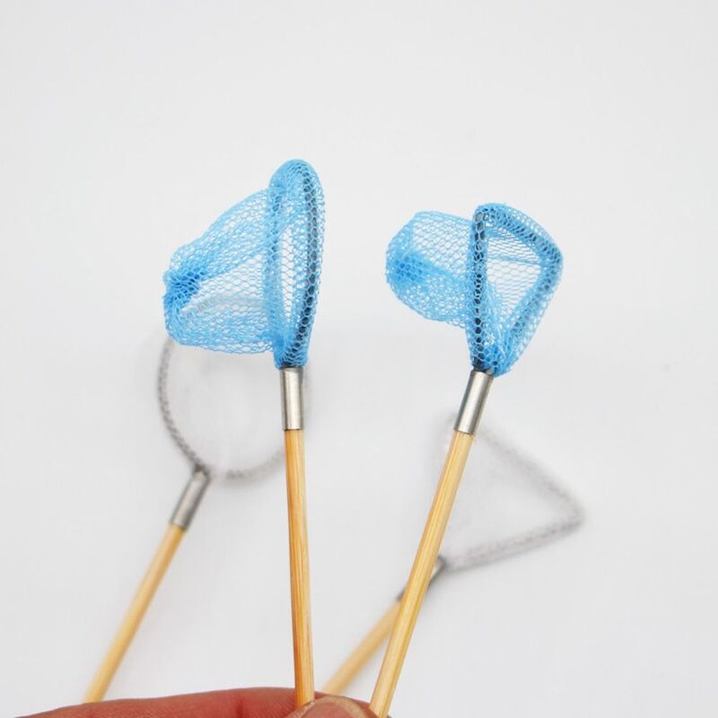 Fai finta di giocare a casa delle bambole rete da pesca canna Decor blu fai da te farfalla reti modello triangolo esterno in miniatura Sweep Net Gifts