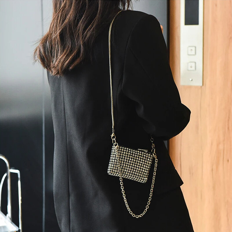 JIOMAY tas kecil dan ringan untuk wanita, tas selempang Mini berlian imitasi, tas pesta malam kasual dompet Mini istimewa