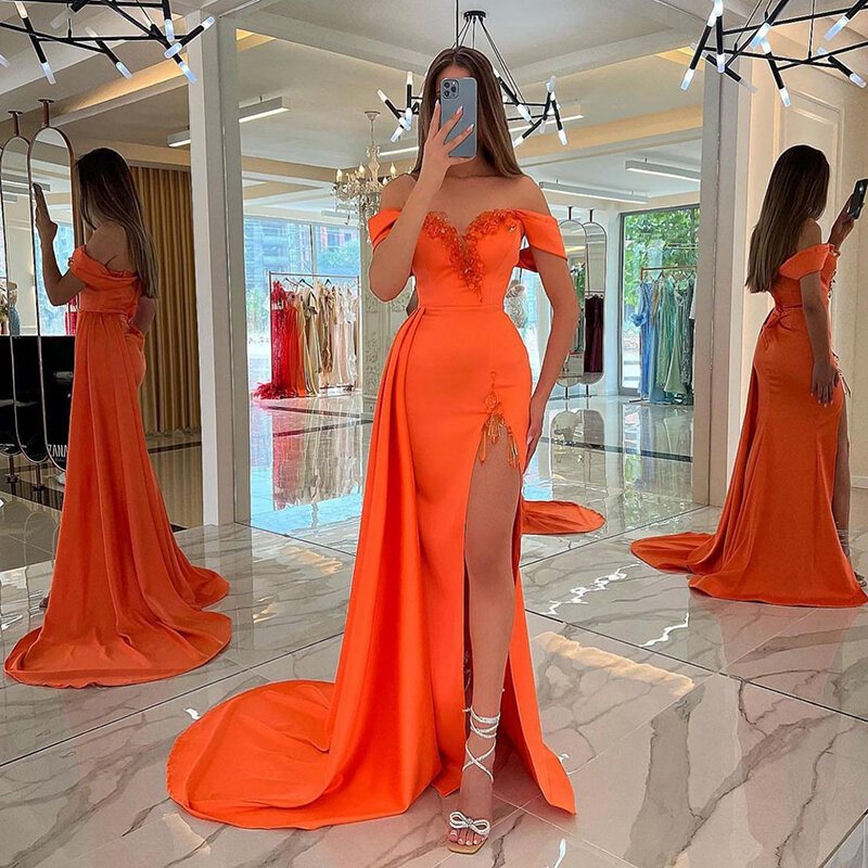 Thinyfull Meerjungfrau Prom Kleider 2023 Weg Von Der Schulter Gefrieste Abendkleid Seite Schlitz Saudi-arabien Cocktail Party Kleid Plus Größe