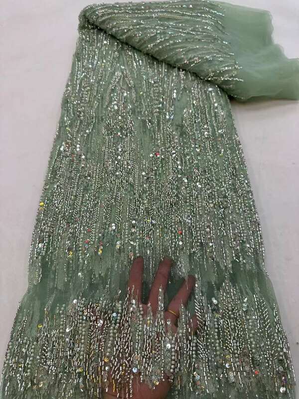 フランスの真珠の豪華なレースの生地,ナイジェリアのスパンコール,縫製とイブニングドレスの高品質の生地,2023