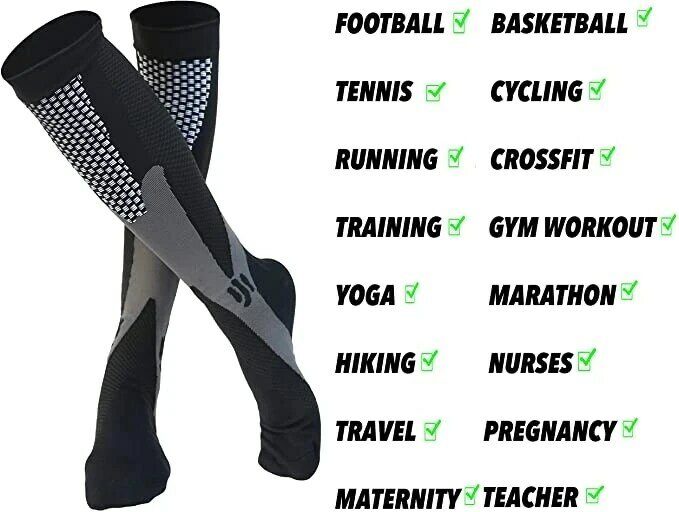 Compression Socks Varicose Veins Men's And Women's Sports Socks Football 20-30 Mmhg Elastic Anti Fatigue Pain Relief Wholesale