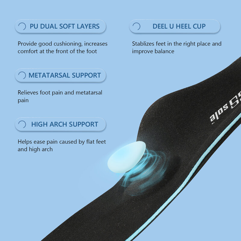 PCSsole Arch Support Insoles,Inserts for Flat Foot Plantar Fasciitis Shoe Insole Memory Foam Orthopedic Insoles for Men Women