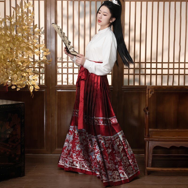 New Chinese Style Woven Gold Skirt Men and Women Couple Ancient Hanfu Daily Street