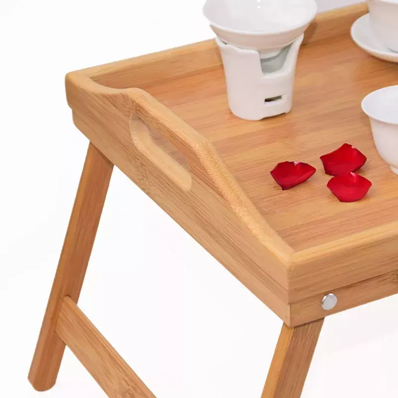 Mini Mesa de madera de bambú, bandeja para desayuno, portátil, mesa para servir té y comida, mesa plegable para juegos