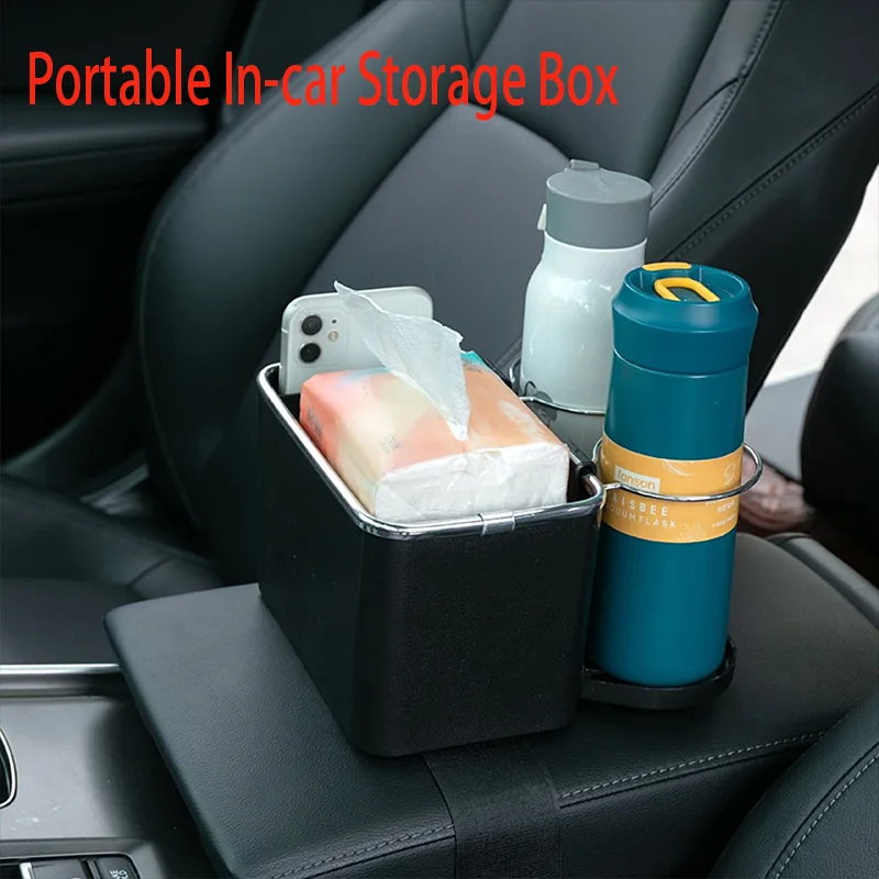 Organizador multifuncional para coche, caja de almacenamiento de consola central con cubierta, caja de pañuelos, taza de agua para asiento trasero, caja de pañuelos de bombeo para coche