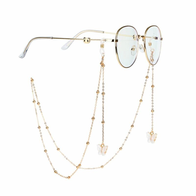 Trend Temperament Alloy Non-slip Anti-lost Bead Neck Strap Metal Glasses Chains Mask Hanging Rope Butterfly
