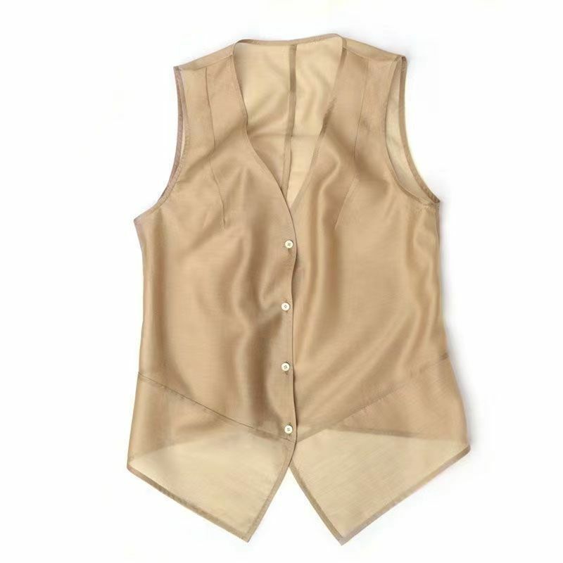 Cool Tencel Slimming Versatile Top Slightly Permeable Fashionable Vest Summer Top for Traveling Lightly