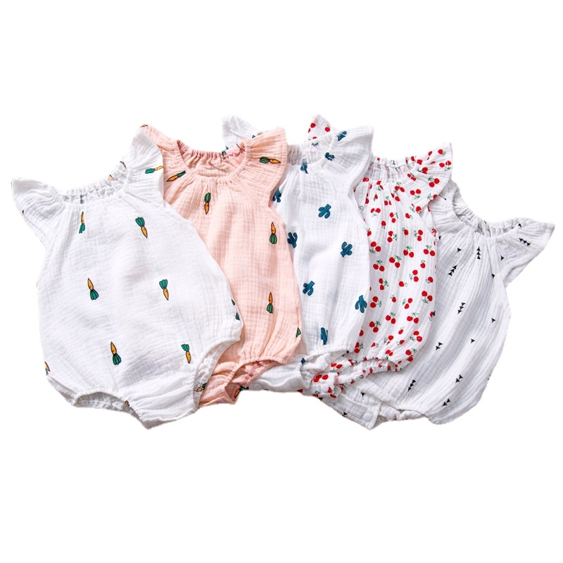 Summer Newborn Infant Baby Girls Romper Muslin Cotton Linen Infant Romper Playsuit Jumpsuit Fashion Baby Clothing