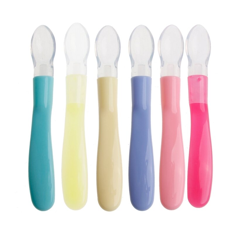 Baby Spoons Feeding Dishes Tableware for Children Flatware Cutlery Colher Spoon Silicone Tools-for-patchwork Lot Soup