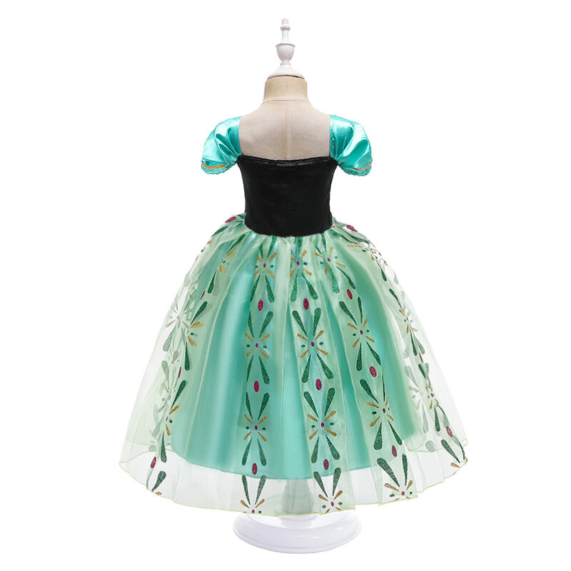 Детское платье принцессы Анны, костюм для косплея для девочек, летняя одежда для Хэллоуина, дня рождения, карнавальный халат, Маскировка для вечеринки