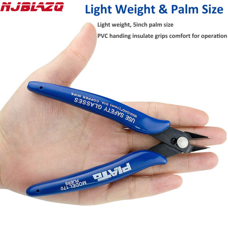 NJBLZQ-Pince en acier au carbone, coupe-câble électrique, cisailles latérales, affleurante, outils à main domestiques, bleu