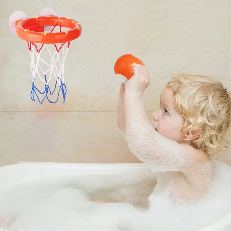 Детская игрушка для купания для маленьких мальчиков, водные игрушки для ванной, ванны, стрельбы, баскетбольного обруча с 3 шариками, детский брикет, милый КИТ