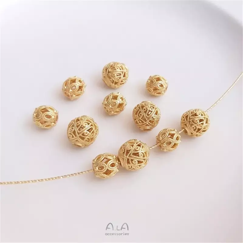 Vietnam starke Farbe konservierende Sand Gold Wolle Ball großes Loch Septum Perlen DIY hand gewebte Seil Kette Transfer Perlen Zubehör
