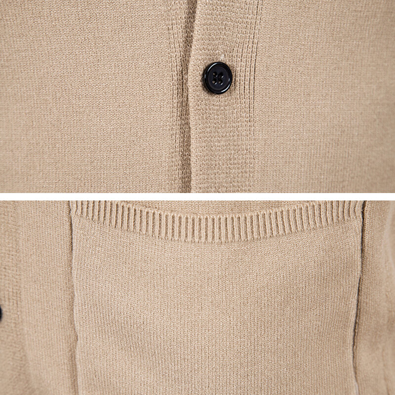 Moda męska z dekoltem w szpic sweter jesienna zima na co dzień dzianinowy sweter z długim rękawem w jednolitym kolorze, podstawowe, dopasowane płaszcze