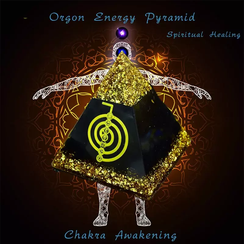 Natural Crystal Energy Ornaments Tourmaline Handmade Orgone Pyramid Resin Healing Yoga EMF Protection Orgonite