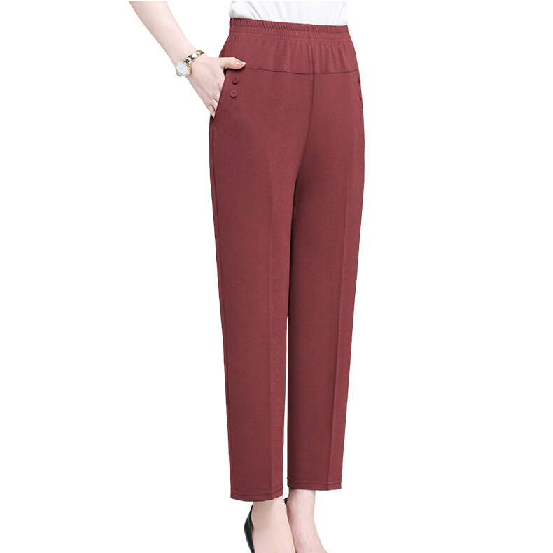 Pantalon droit avec poches pour femmes, mince, taille élastique, fjConvient pour le Rhofficiel de 03/Party