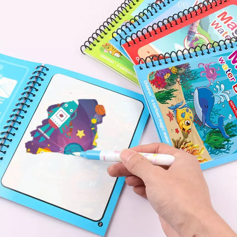 Livre de coloriage réutilisable pour enfants, livre de dessin à l'eau magique, jouets de dessin de peinture de graffiti de jardin d'enfants, jouets d'éducation précoce, bricolage