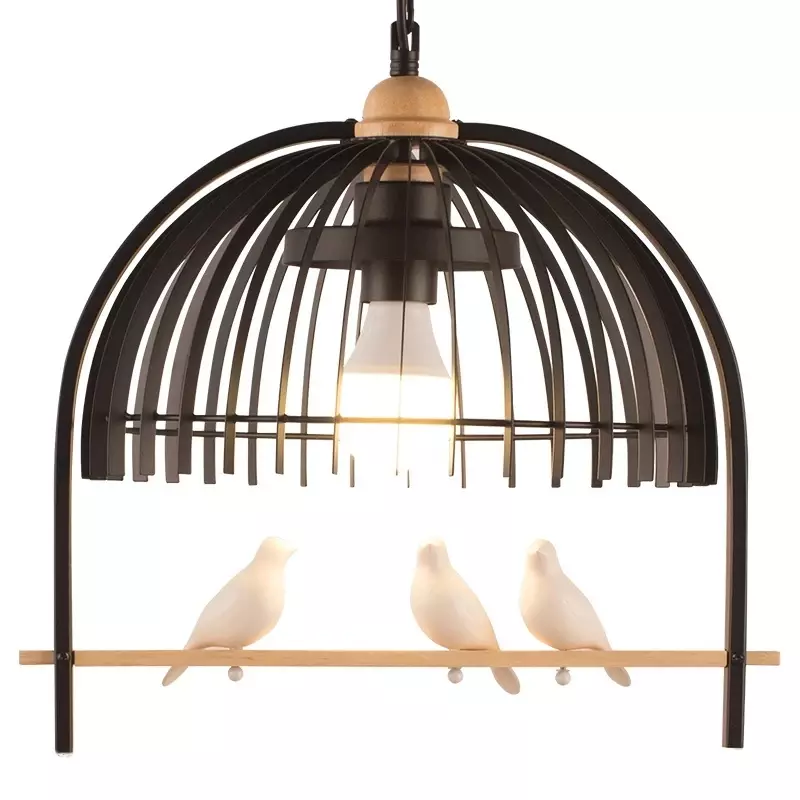 Retro Resin Iron Bird Cage Chandelier For Dining Room Kitchen Restaurant Cafe Indoor Decoration Hanging Lamp Light Fixtures
