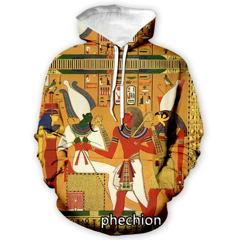 Phechion novo homem/mulher símbolo egípcio faraó 3d impressão roupas de manga longa moda moletom hoodies esporte longo calças p28