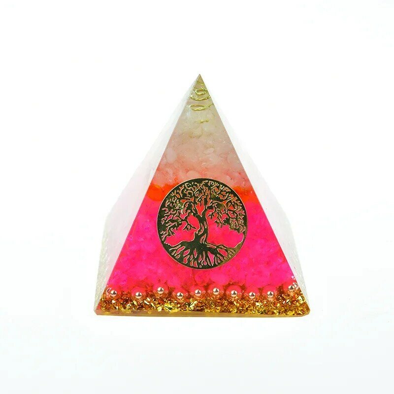 Anahata Chakra Energia Cura Orgonite Pirâmide, resina Decoração Jóias, Pó Natural Artesanato De Cristal, Árvore da Vida Enfeites De Cristal