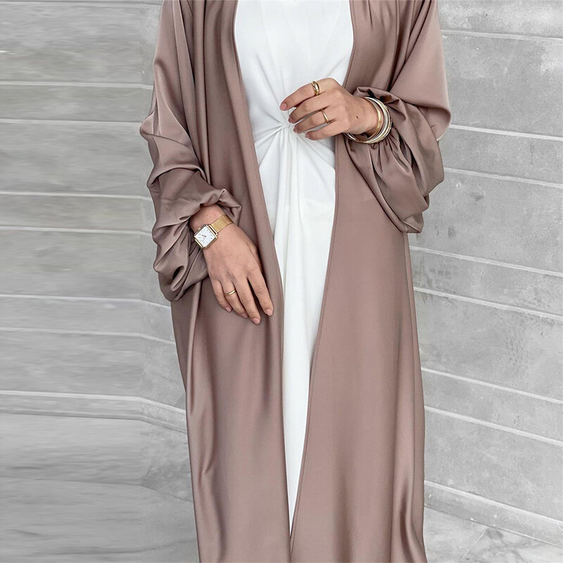 Gaun Muslim Timur Tengah Kardigan Lengan Gelembung Wanita Gaun Elegan Warna-warni Musim Panas 2022 Abaya untuk Wanita Vestidos Turki