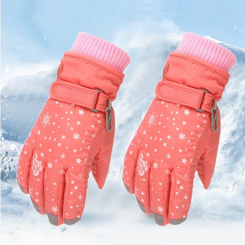 1 paio di neonate inverno addensare guanti caldi antivento bambini sci guanti da ciclismo per bambini guanti sportivi all'aperto