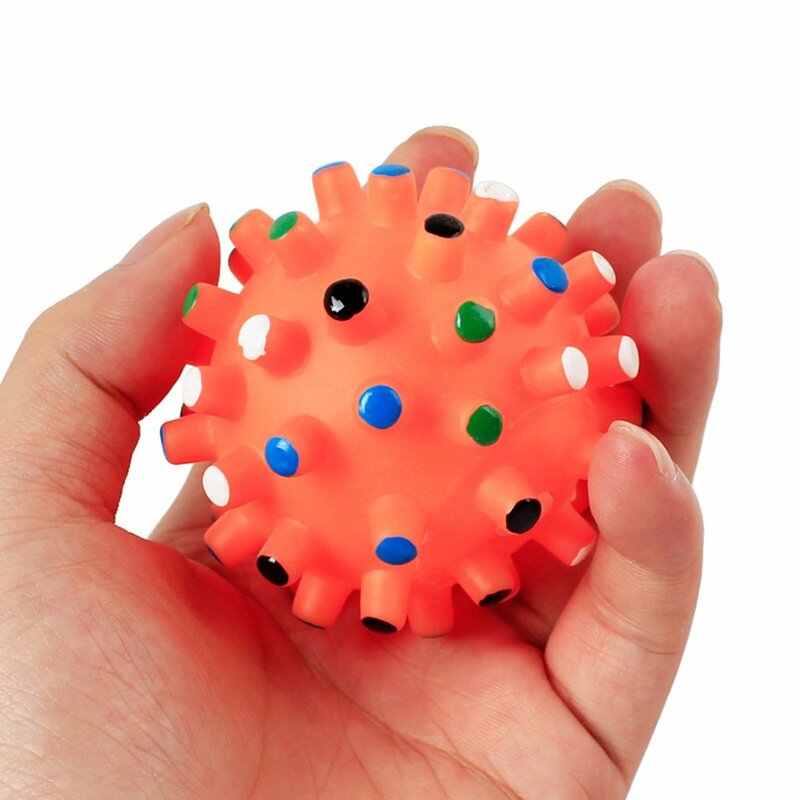For Aggressive Chewers Cute Ball Design Small Spiky Ball Pet Puppy Dog Squeaky Fetch Ball Toys Bite Resistant Squeeze Chew Toy