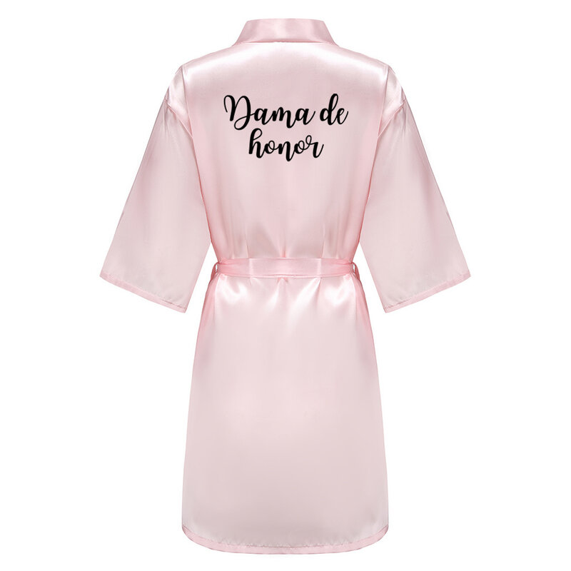 Light Pink Satin Nupcial Robe para Mulheres, Espanhol Wedding Robe, Novia Kimono, Noiva Party, Bridesmaid Robes