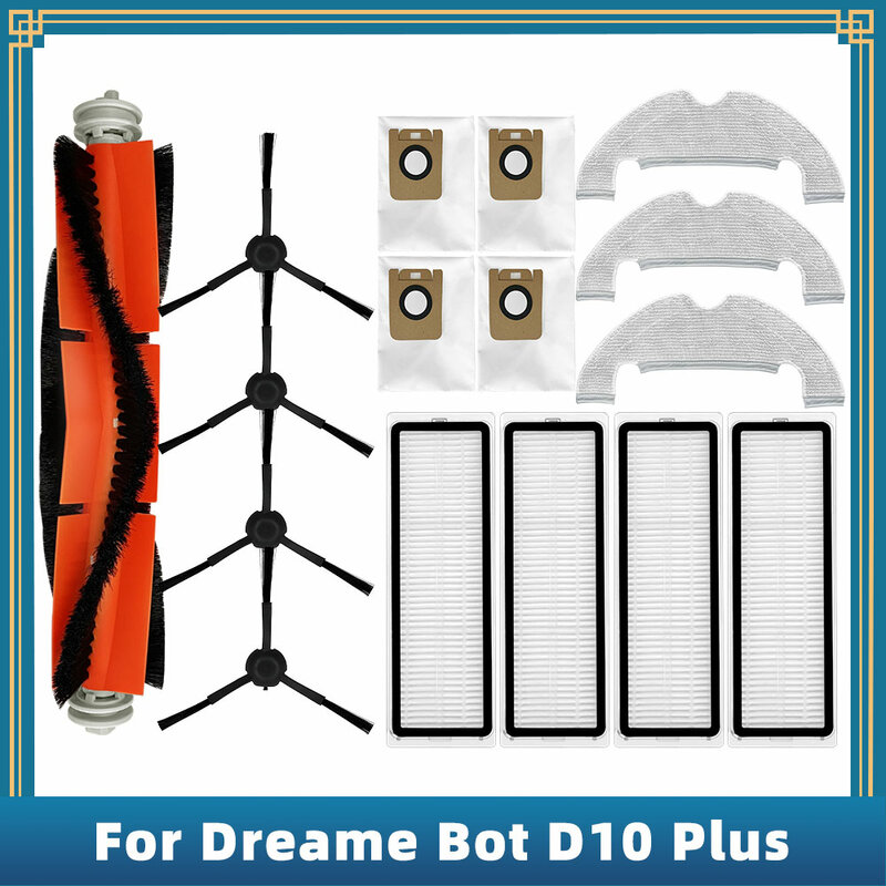 Zamiennik dla Xiaomi Dreame Bot D10 Plus RLS3D Robot części zamienne do odkurzaczy szczotka główna szczotka boczna filtr Hepa Mop torba na kurz