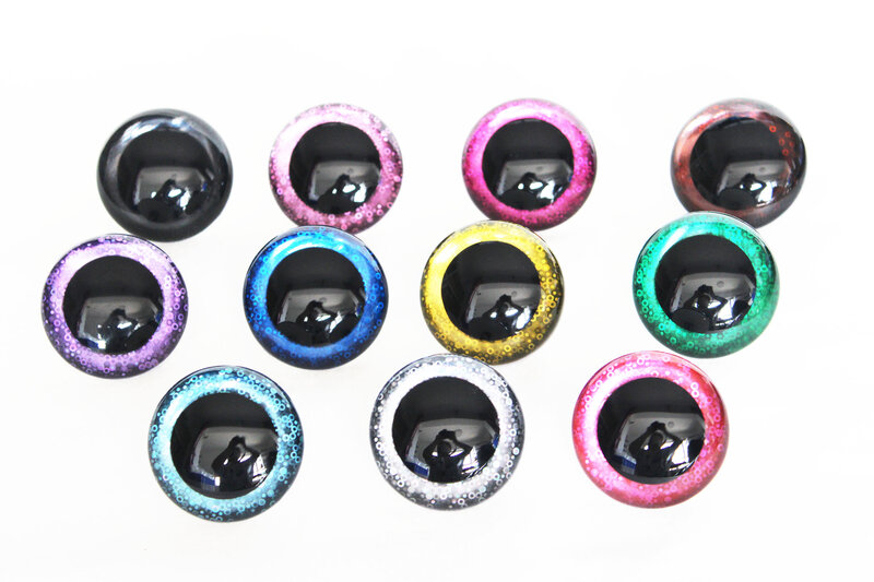20 stücke neue design 9mm bis 16mm runde klar spielzeug sicherheit glitter augen mit glitter stoff mit hard washer Für plüsch puppe Q11