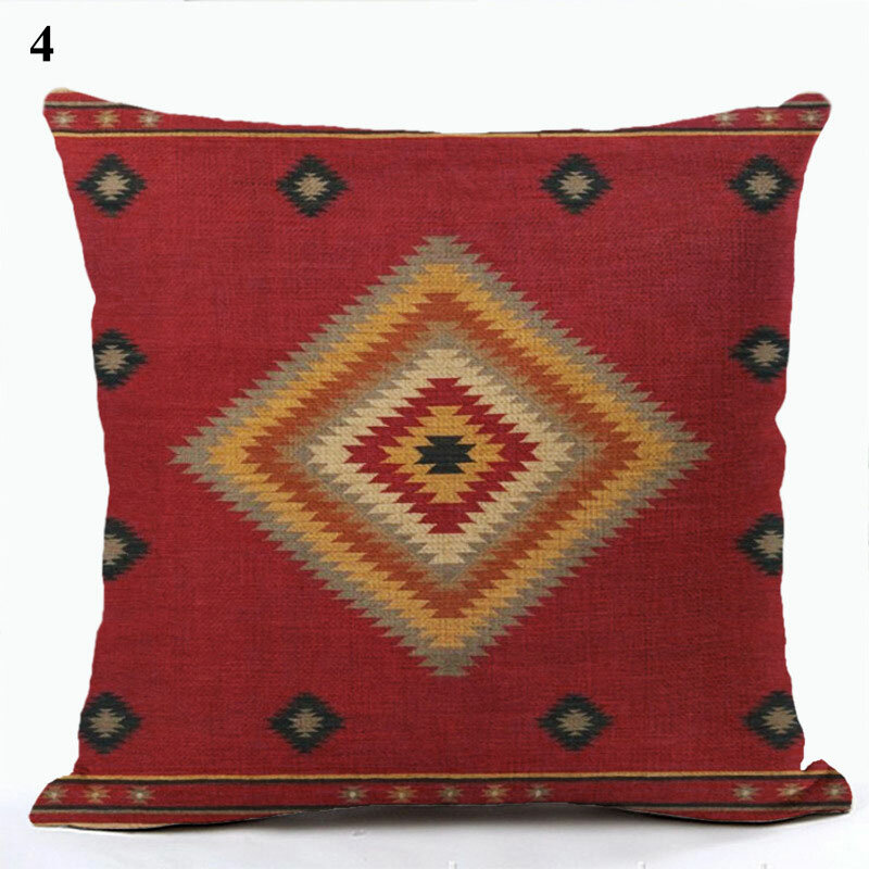 Boêmio padrões almofadas linho multicolorido abstrato étnico geométrico impressão almofadas decorativas caso sala de estar sofá fronha