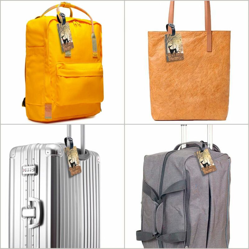 Étiquettes de bagage personnalisées pour valises, chien lévrier, whippet, motif de dessin animé, couverture de confidentialité, nom, carte d'identité, automne