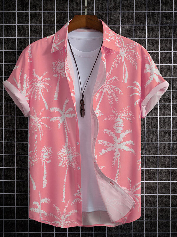 Camisas hawaianas de manga corta para hombre, camisa con estampado 3D, blusa de playa, patrón de corbata Retro naranja, camisetas Aloha, Tops de verano