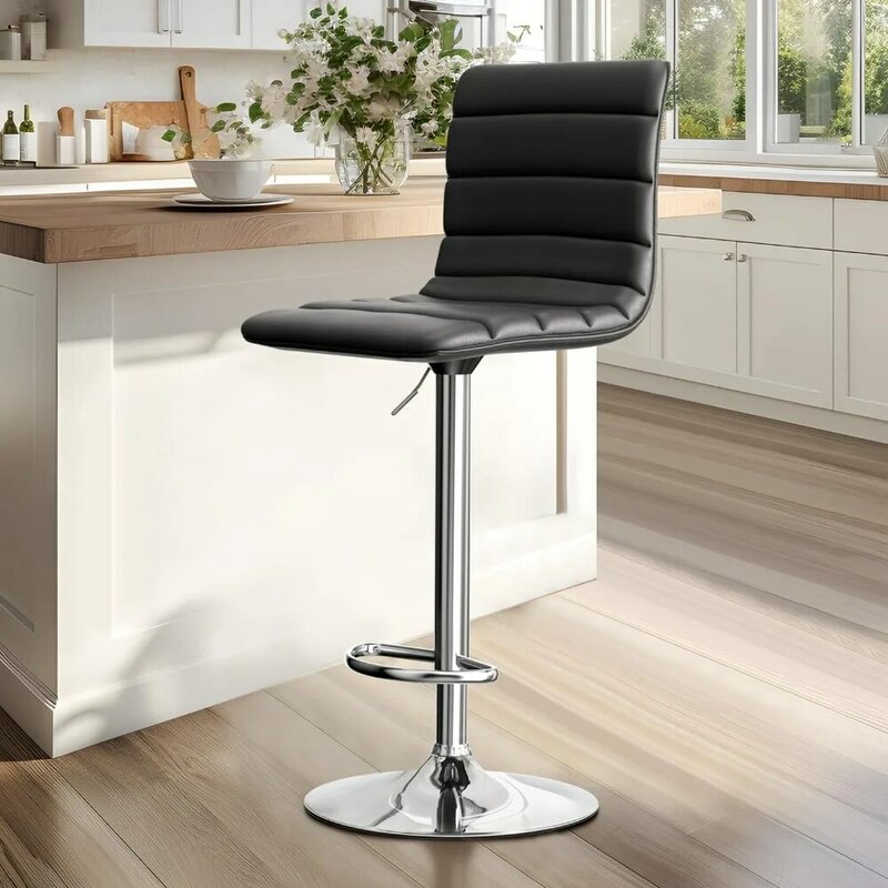 NicBex вращающиеся барные стулья, современные регулируемые барные стулья из искусственной кожи, кухонный остров, барная стойка, приблизительный размер 2,(черный цвет)