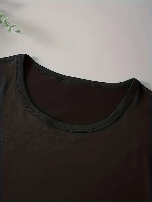 Camiseta de gran tamaño con diamantes de imitación para mujer, blusa holgada elástica de manga corta con cuello redondo, Tops de calle de talla grande, camiseta negra a la moda 2024