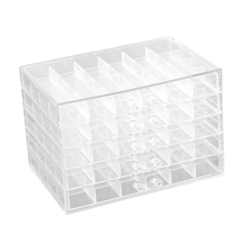Multifuncional transparente falso prego armazenamento caso Desktop Box titular 120 compartimentos pequenos, caixa de jóias de acrílico removível