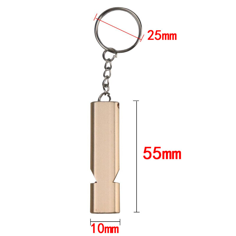 Silbato de supervivencia de doble frecuencia, aleación de aluminio plana, doble tubo, equipo de supervivencia al aire libre, herramienta EDC