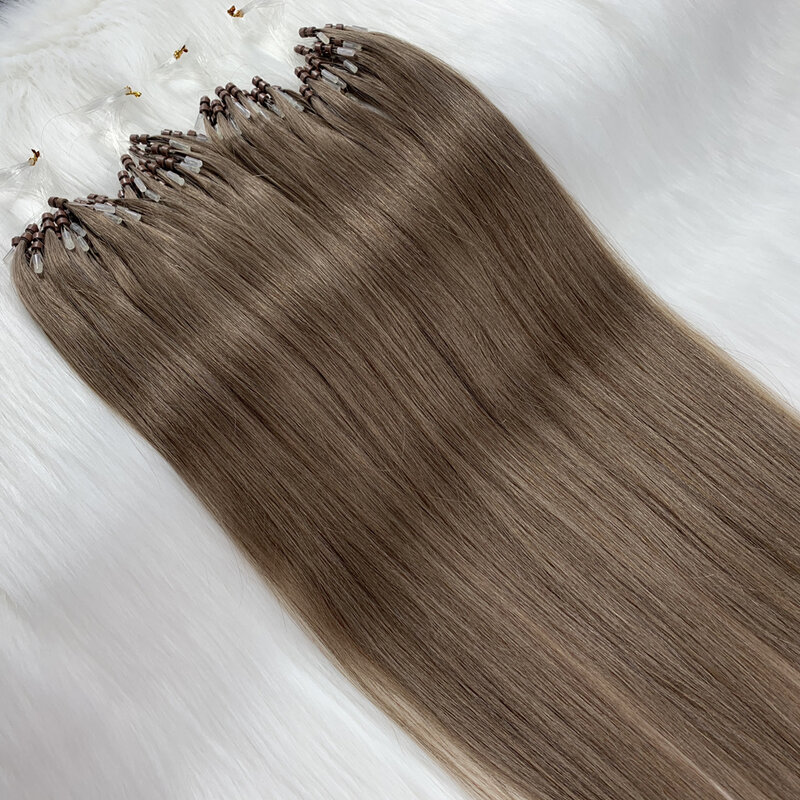100% doczepy z ludzkich włosów Remy włosy podwójnie rysowane mikro pętli mikro pierścień 14 ''-24''