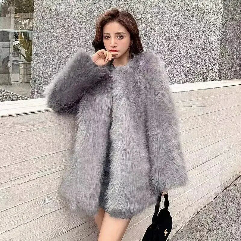 Abrigo de piel de visón artificial para mujer, abrigo grueso y cálido de lujo, talla s ~ 2XL, otoño e invierno, novedad de 2022